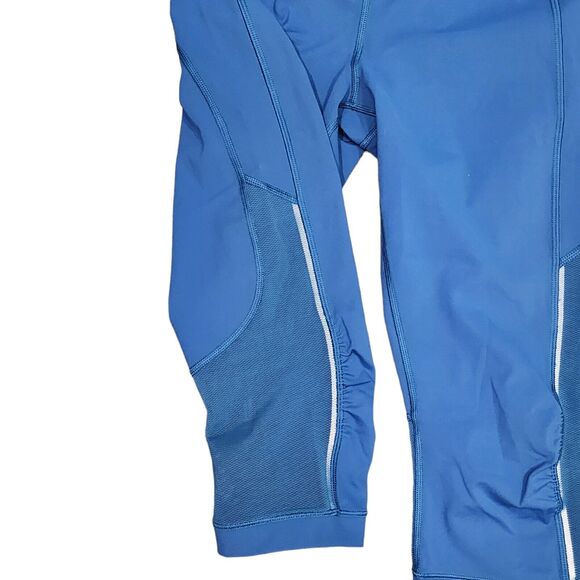 Lululemon Gear Up Crop 17" Size 6 Leggings Poseidon Blue Mesh leg Detail - Picture 5 of 9